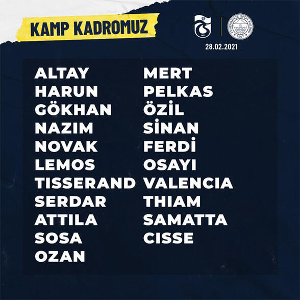 Trabzonspor kadrosu belli oldu Caner Erkin şaşkınlığı