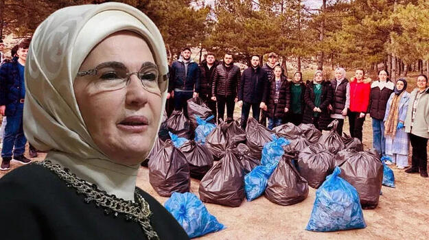 Emine Erdoğan'dan atıkları toplayıp geri dönüşüme kazandıran gençlere tebrik