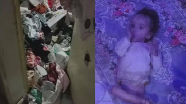 Konya'da çöp evde 1,5 yaşında kız çocuğu bulundu