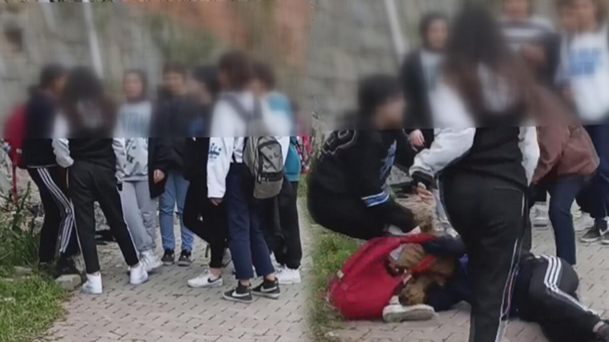 Kız öğrencilerin dehşete düşüren kavgası Tekmeyle saldırıp saçından sürüklediler