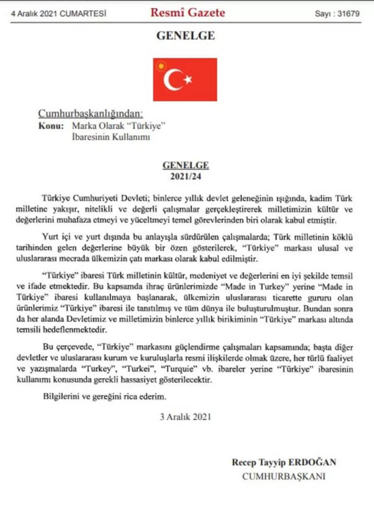 Cumhurbaşkanı Erdoğandan Türkiye kararı Resmi Gazetede yayımlandı