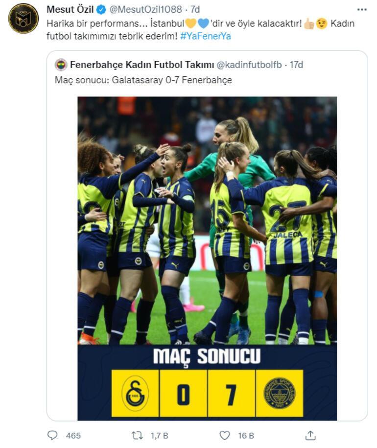 Mesut Özil, Fenerbahçe Kadın Futbol Takımını tebrik etti