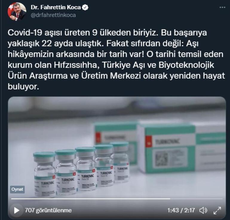 Bakan Koca: Covid-19 aşısı üreten 9 ülkeden 1i Türkiye