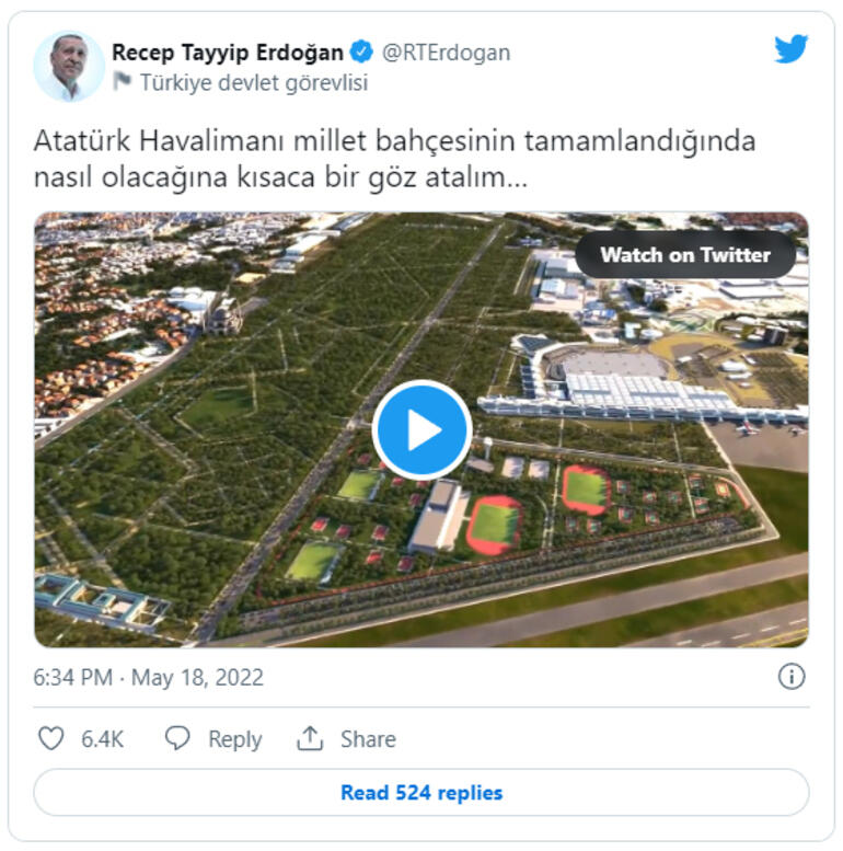 Cumhurbaşkanı Erdoğan’dan Atatürk Havalimanı paylaşımı