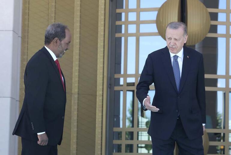 Cumhurbaşkanı Erdoğan, Somali Cumhurbaşkanı Mahmudu resmi törenle karşıladı