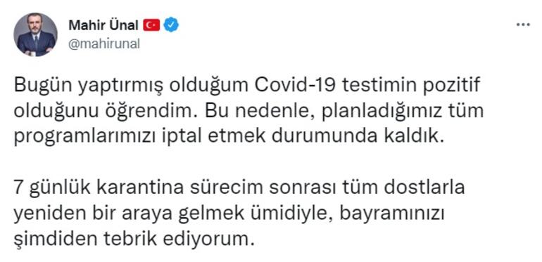 AK Partili Mahir Ünal, koronavirüse yakalandı