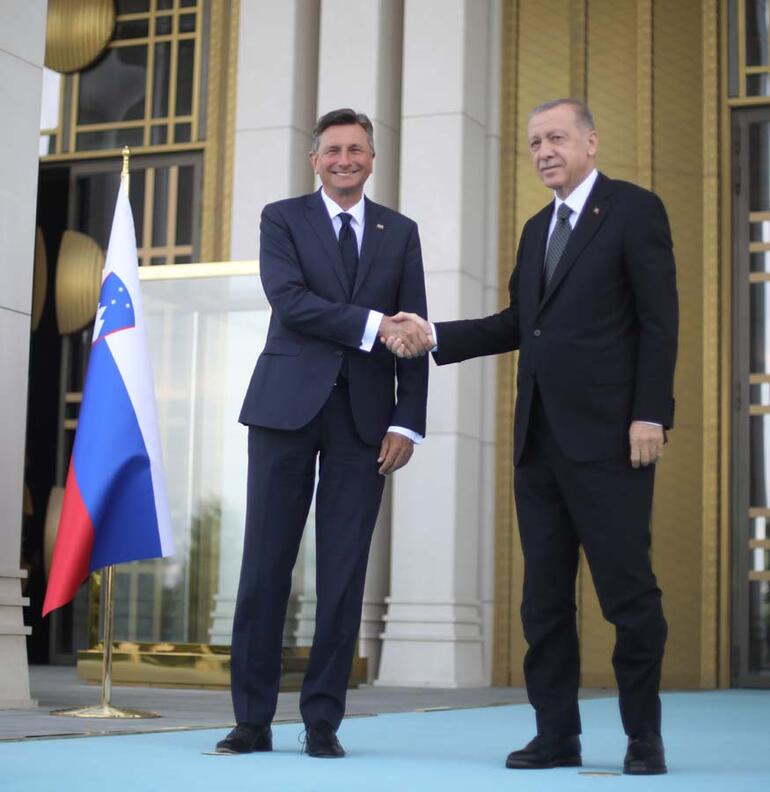 Cumhurbaşkanı Erdoğan, Slovenya Cumhurbaşkanı Pahor’u resmi törenle karşıladı