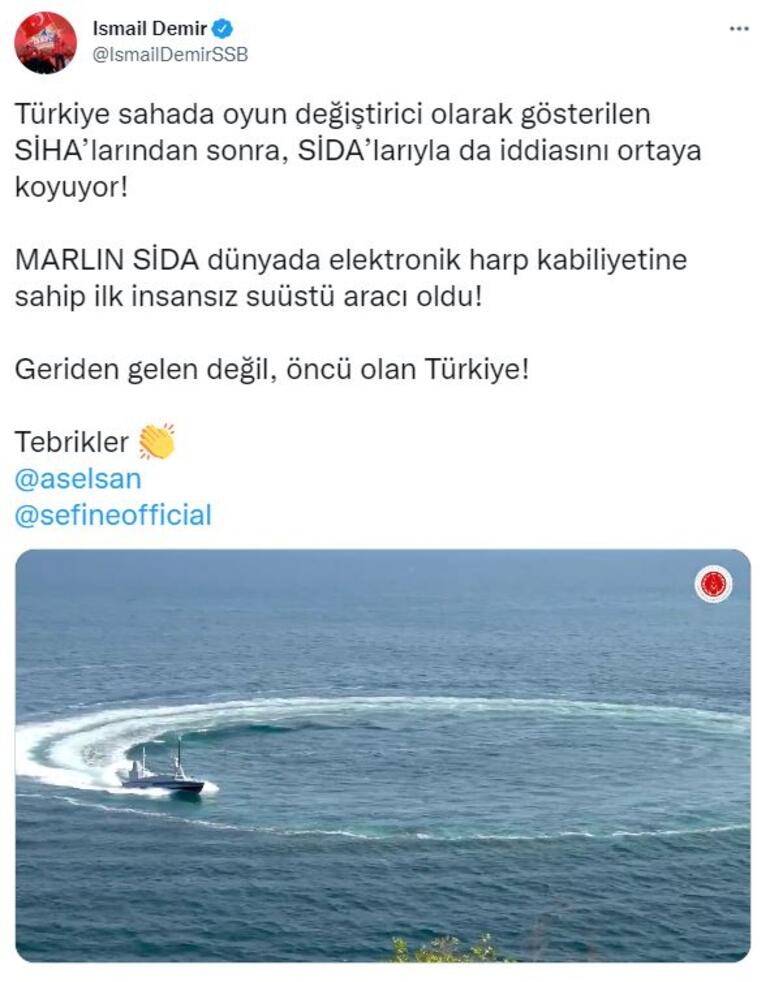 Dünyada bir ilk Marlin SİDA Türkiye tarafından geliştirildi, İsmail Demir paylaştı