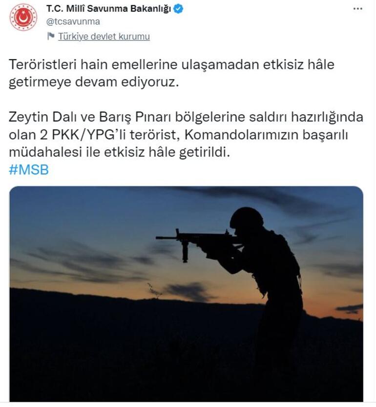 2 PKK/YPGli terörist etkisiz hale getirildi