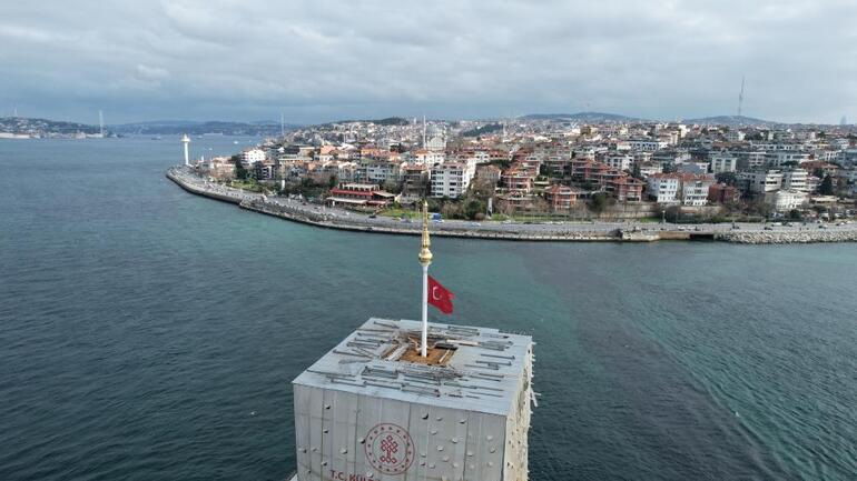 Türk bayrağı göründü Kız Kulesinin son hali ortaya çıktı