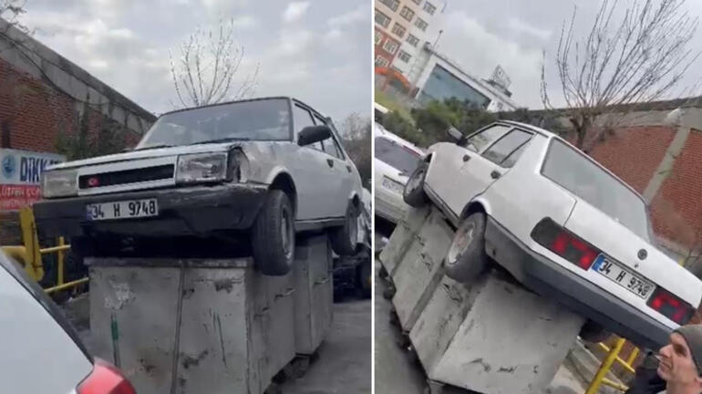 İstanbulda şoke eden görüntü Aracını çöpe attı