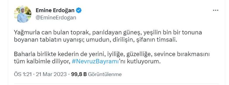 Emine Erdoğan, Nevruz Bayramını kutladı
